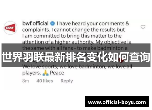世界羽联最新排名变化如何查询