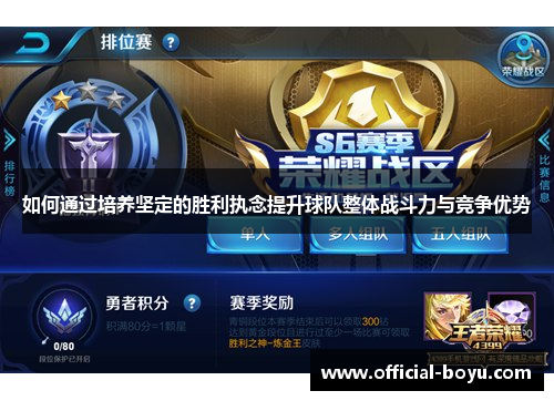 如何通过培养坚定的胜利执念提升球队整体战斗力与竞争优势